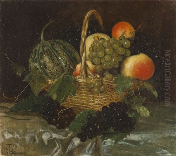 Stillleben Mit Melone, Trauben Und Apfeln Oil Painting by Cella Thoma-Hofele