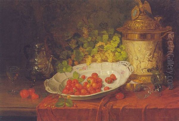 Still Life With Strawberries Oil Painting by Karl Thoma-Hofele