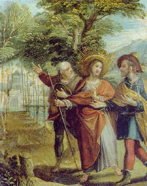 Christus Und Die Junger Auf Dem Weg Nach Emmaus Oil Painting by Jacob Ernst Thomann von Hagelstein