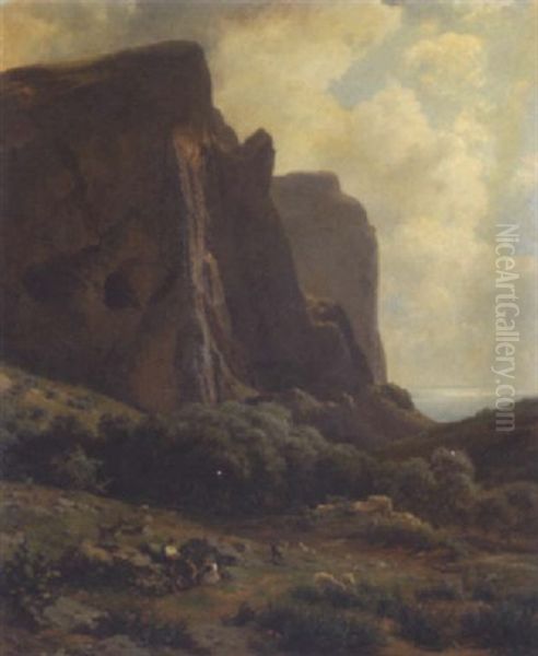 Sudliche Kustenlandschaft Oil Painting by Adolf Thomas