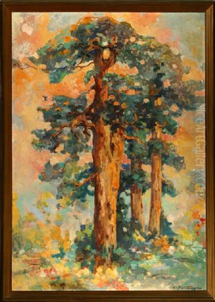 Landscape - Pine Trees Oil Painting by Alice Blair Thomas