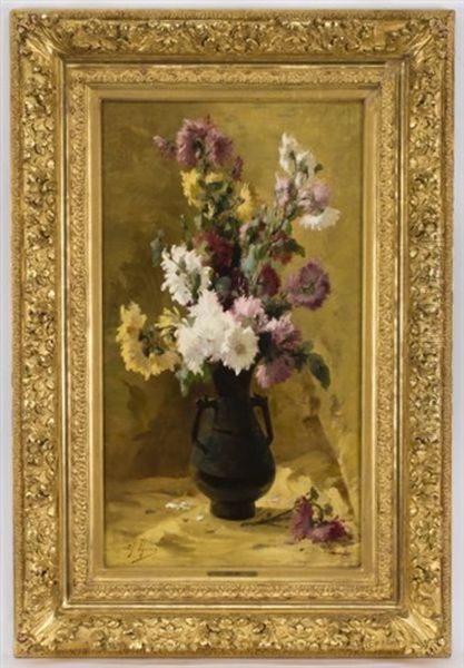 Floral Still Life Oil Painting by Charles Armand Etienne Thomas