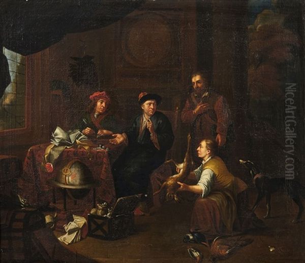 The Tax Collector In His Study Presented With Game Oil Painting by Gerard Thomas