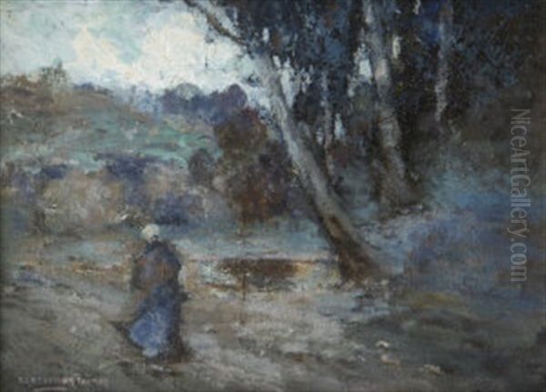 Figure On A Pathway Oil Painting by Grosvenor Thomas