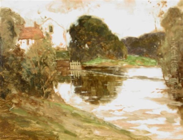 A Stream And Millhouse Oil Painting by Grosvenor Thomas