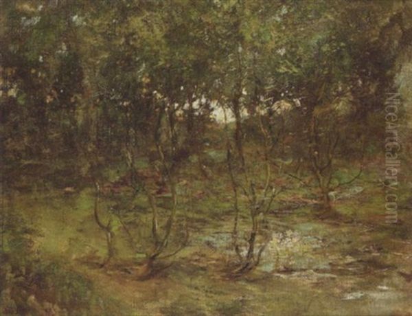 A Woodland Stream Oil Painting by Grosvenor Thomas