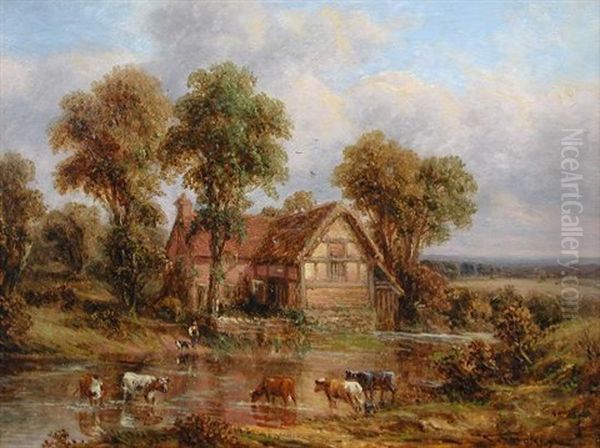 The Old Farm At Kingsbury Oil Painting by Thomas Henry Thomas