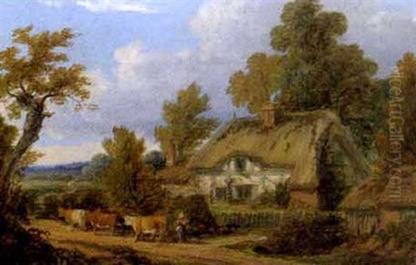 Kuhe Am Heimweg Oil Painting by Thomas Henry Thomas