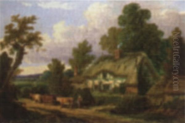 Landschaft Mit Bauernhaus Oil Painting by Thomas Henry Thomas