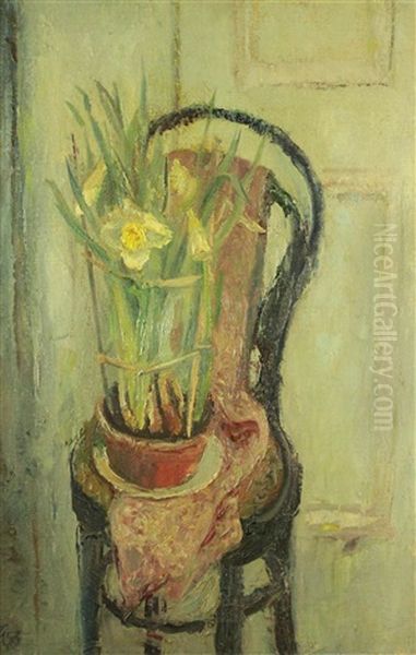 Daffodils - November Twilight Chelsea Oil Painting by Margaret Thomas