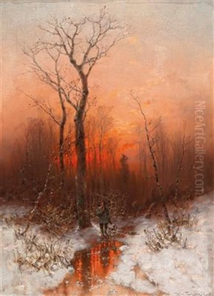 Returning Home At Sunset Oil Painting by Desire Thomassin