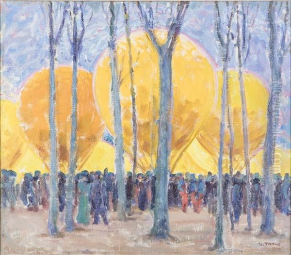 Hot Air Balloons In Paris Oil Painting by Verner Thome