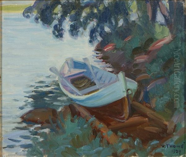 Boat On Shore Oil Painting by Verner Thome