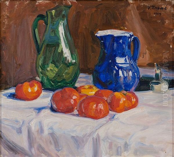 Still Life With Tomatoes Oil Painting by Verner Thome