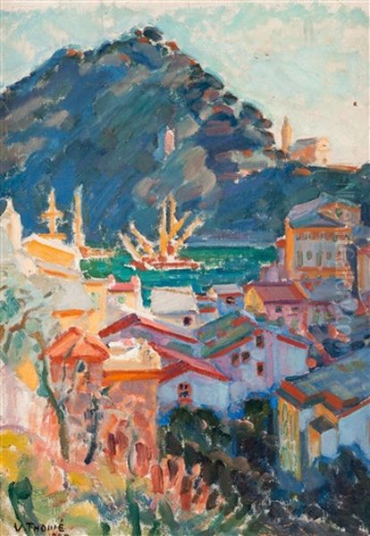 View From Portofino Oil Painting by Verner Thome