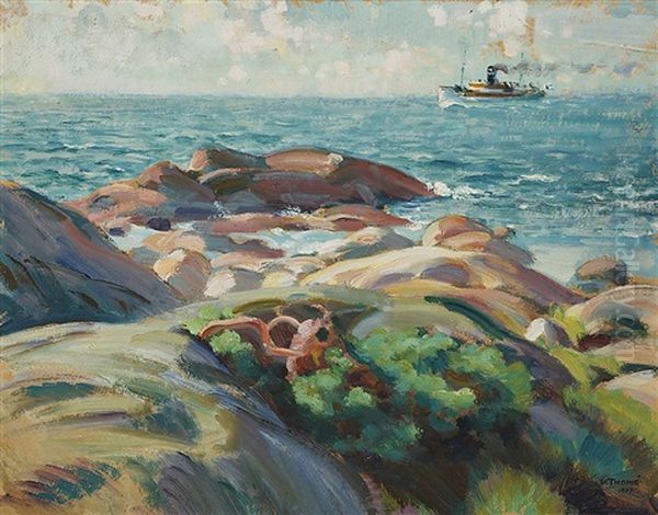 The Suursaari Island, Ship Of The Faa In The Gulf Of Finland Oil Painting by Verner Thome