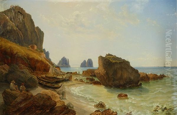 Ferd Marina Piccola Pa Capri Oil Painting by Christian Frederik Ferdinand Thoming