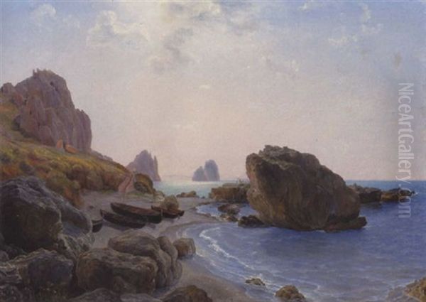 Marina Piccola Pa Capri Oil Painting by Christian Frederik Ferdinand Thoming