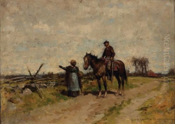 A Union Cavalryman Asking For Directions Oil Painting by Alfred Wordsworth Thompson