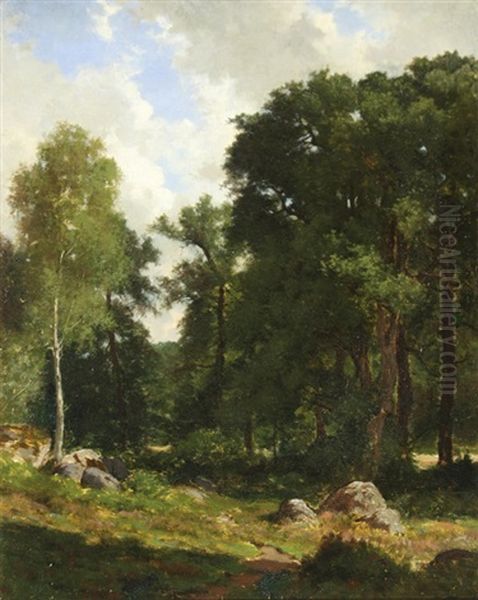 Forest Clearing Oil Painting by Alfred Wordsworth Thompson