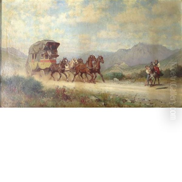 Road From Ajaccio To Basta Island In Corsica Oil Painting by Alfred Wordsworth Thompson