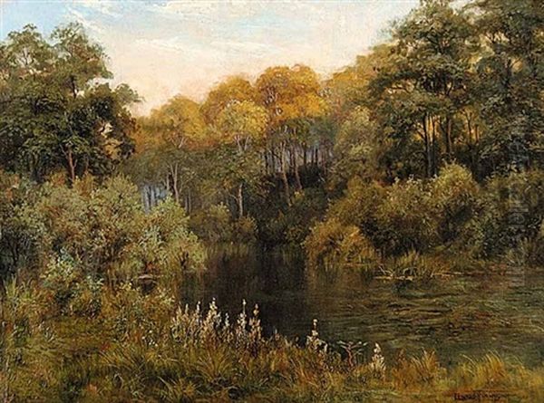 Evening Light, A Silent Pool On The River Cocker, Near Lowiswater Oil Painting by Edward H. Thompson