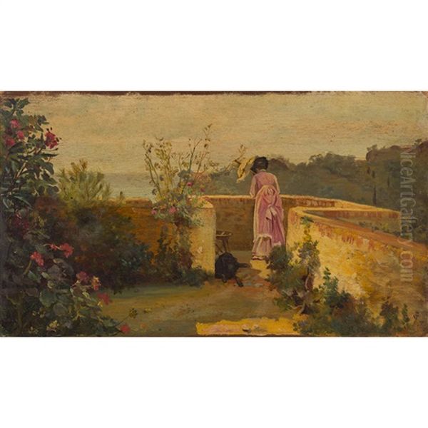 In A Genoese Garden Oil Painting by Elizabeth Southerden (Lady Butler) Thompson