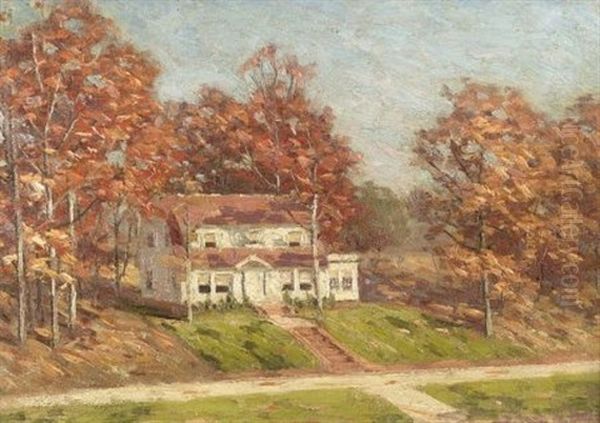 House Portrait, Autumn Oil Painting by George Albert Thompson