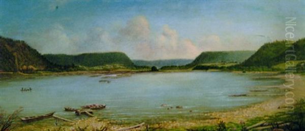 Cold Spring Harbor And West Point Oil Painting by Martin E. Thompson