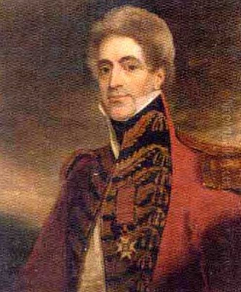 Portrait Of General Sir William Casement In Uniform, In A Landscape Oil Painting by Thomas Clement Thompson