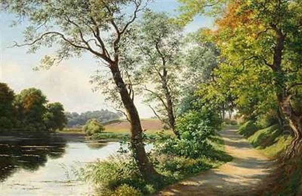 Parti Af Mosegangen Ved Orholm Oil Painting by August Carl Vilhelm Thomsen