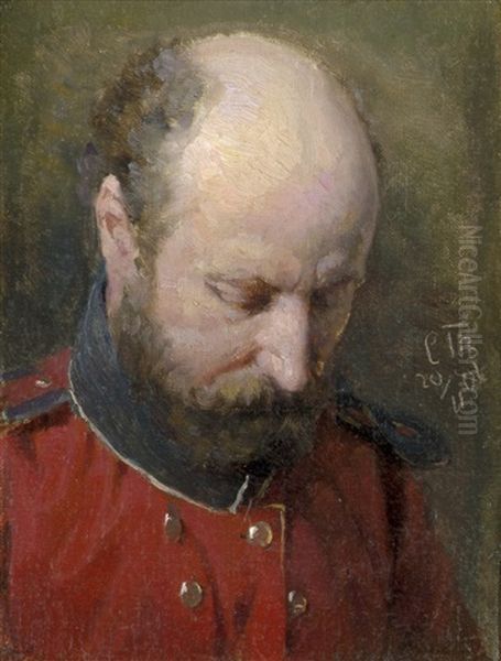 Portrait Eines Offiziers, Nach Unten Blickend Oil Painting by Carl Thomsen