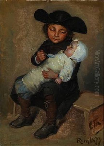 Italian Boy With A Little Girl Oil Painting by Carl Thomsen