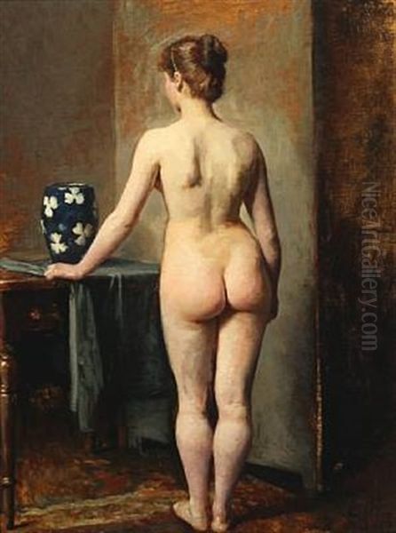 Study Of A Naked Woman Oil Painting by Carl Thomsen