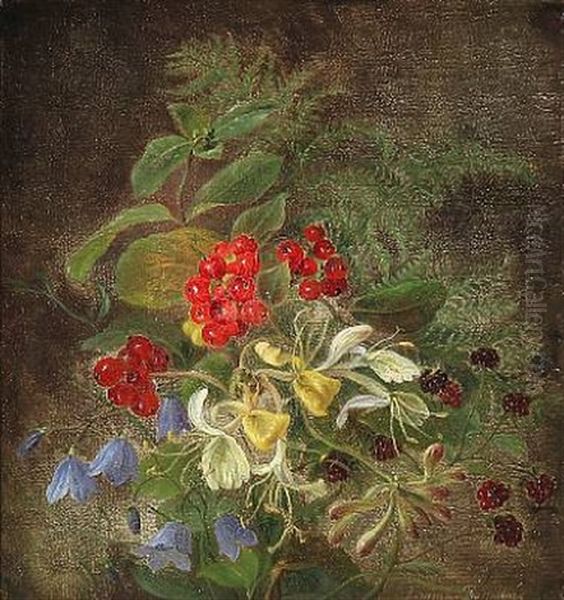 Flowers And Currants Oil Painting by Emma Augusta Thomsen