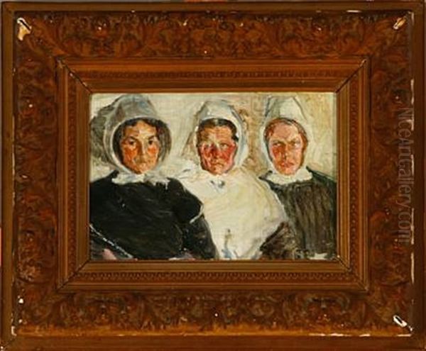 Three Fishermen's Wives Oil Painting by Pauline Thomsen