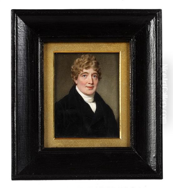 A Gentleman, Wearing Black Coat And Waistcoat, White Chemise, Stock And Cravat Oil Painting by Edward William Thomson