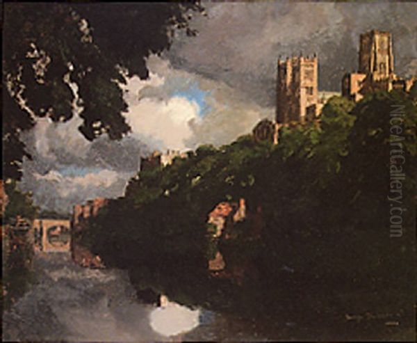 Durham Cathedral And Prebends Bridge Oil Painting by George Thomson