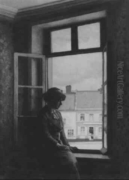 At The Open Window Oil Painting by George Thomson