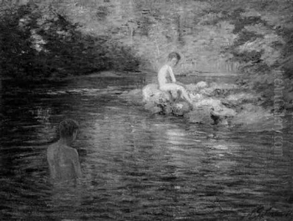 The Bathers - A Connecticut Scene Oil Painting by Henry Grinnell Thomson