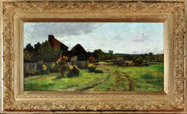 A Country Scene With A Farmer Loading A Cart Oil Painting by John Leslie Thomson