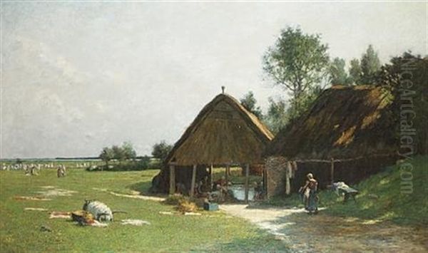 Washing Place - Normandy Oil Painting by John Leslie Thomson