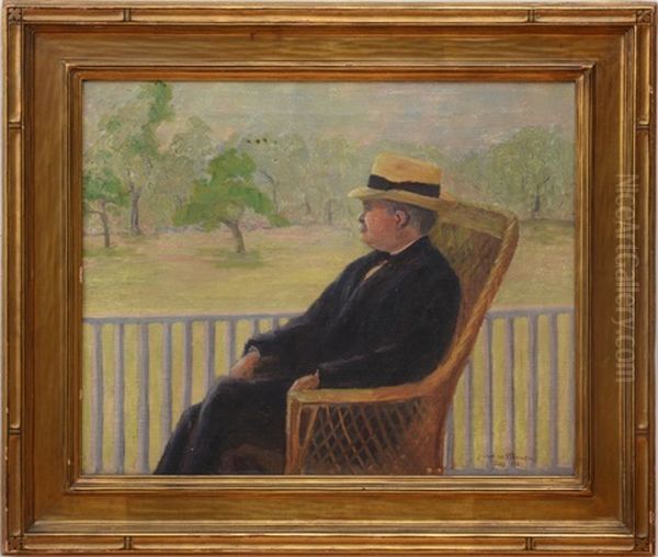 Man On The Porch Oil Painting by Josephine N. Thomson