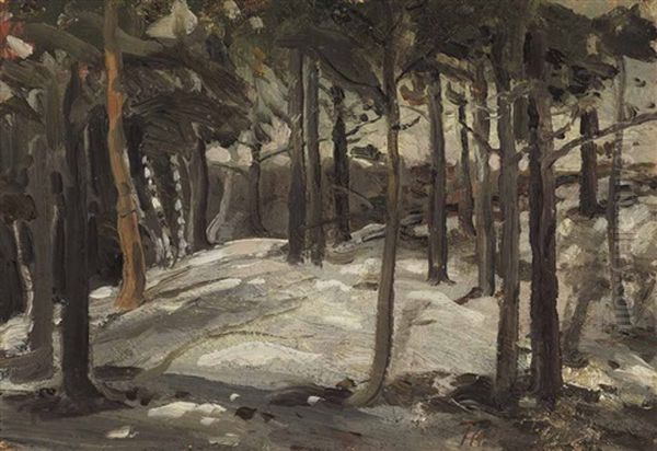 Woods In Winter Oil Painting by Tom Thomson