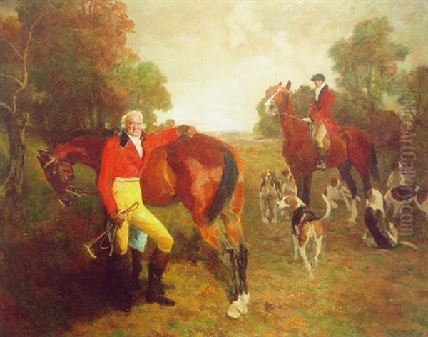 Before The Foxhunt Oil Painting by Eduard Thoeny