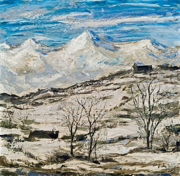 Winterlandschaft (pilatus Aus Richtung Weggis, Luzern) Oil Painting by Wilhelm Thoeny