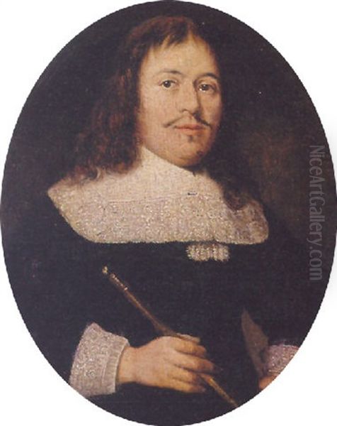 Portrait Of A Gentleman, Holding A Cane Oil Painting by Johannes Thopas