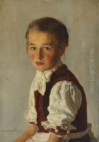 Lena (kleine Leutascherin) Oil Painting by Walter Thor