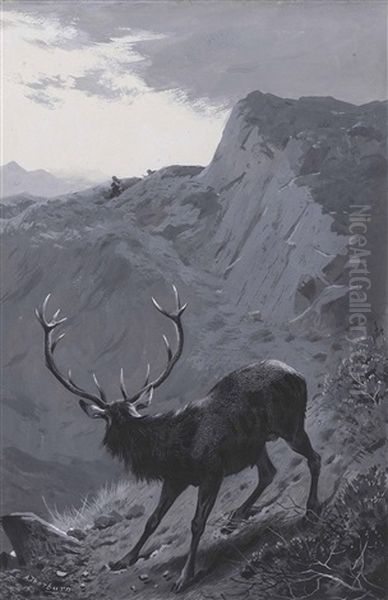 Death Of The Thirteen Pointer Oil Painting by Archibald Thorburn