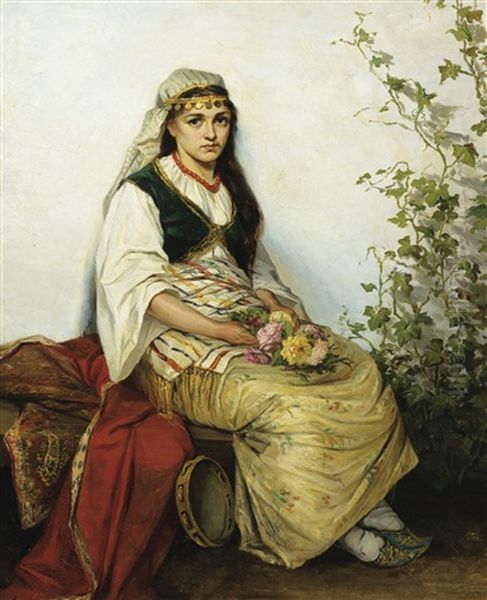 Jeune Orientale Au Bouquet De Roses by Hildegard Katarina Thorell